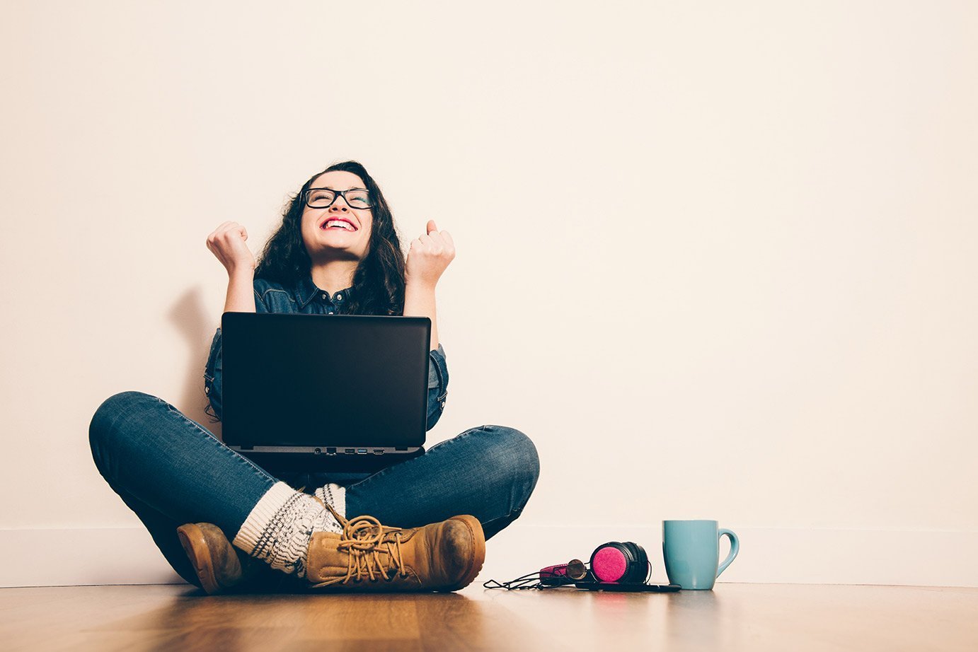 Girl using a laptop